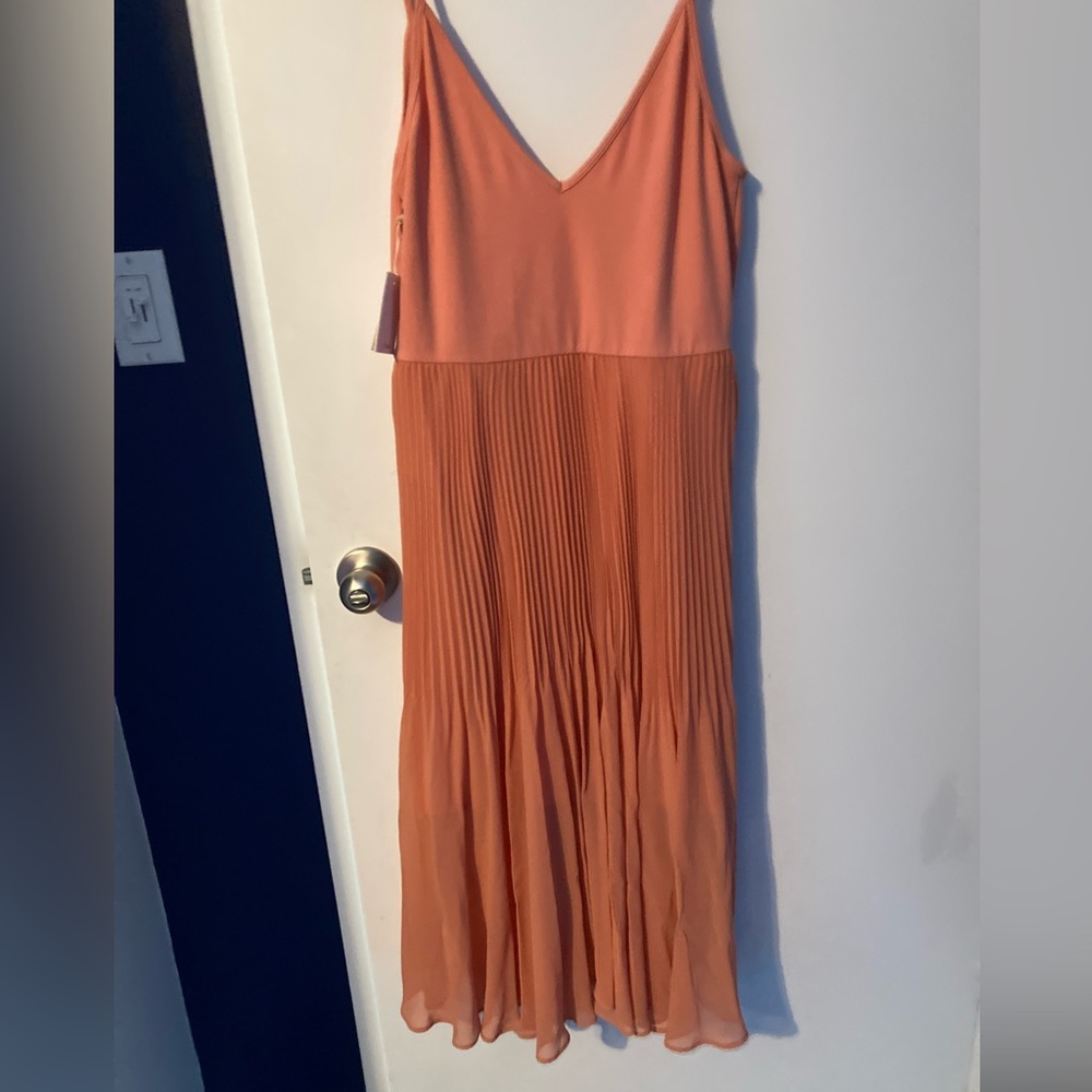 Tawny Orange (looks coral/peach)Aritzia Daphne Wilfred pleated dress - Picture 7 of 8